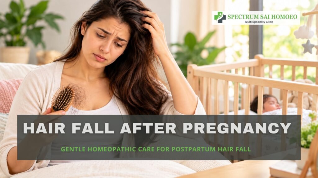 gentle homeopathic care for hair loss after pregnancy by Spectrum Sai Homoeo Multi Speciality Clinic.
